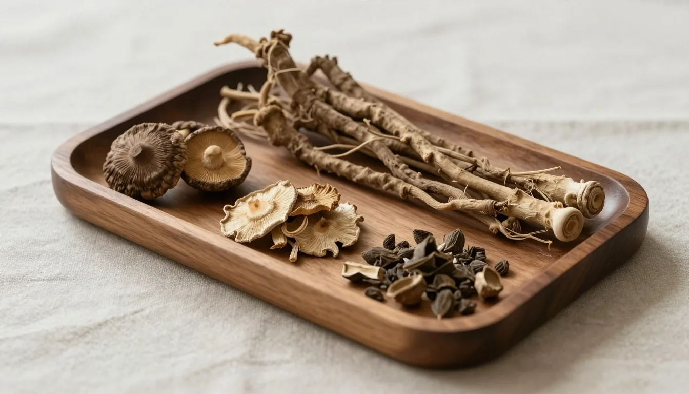 Botanical specimens arranged on a white surface in soft morning light